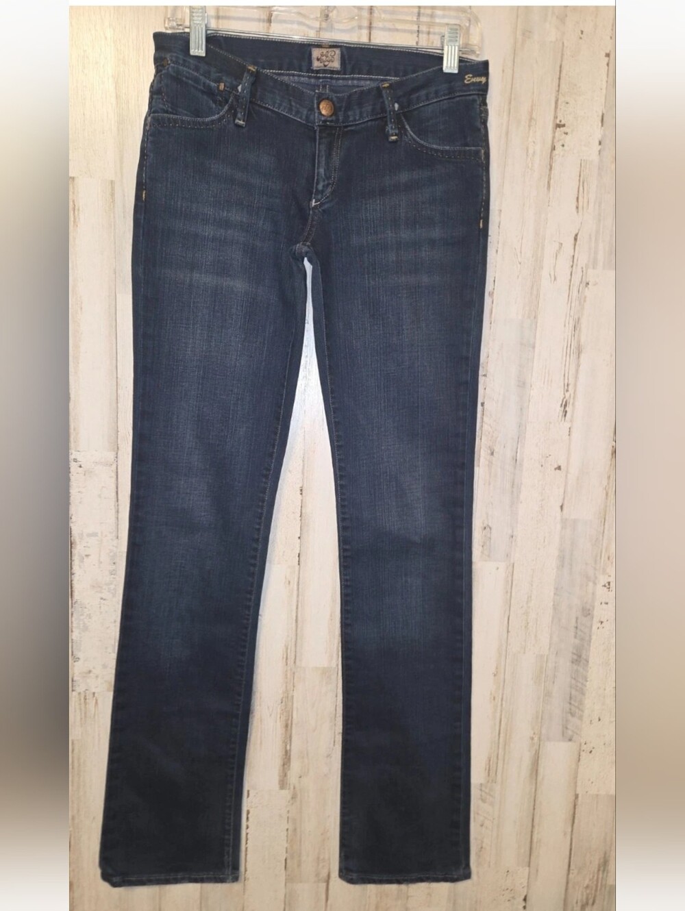 GOLDSIGN size 26 Envy Jeans Denim Straight dark wash stretchy Y2K Low Rise 33"